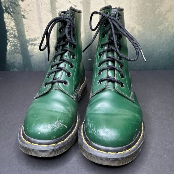 Dr Martens 1460 Ankle Boots Pascal 8 eyelet Lace Up Green Leather US 8 UK 6 - Picture 3 of 11